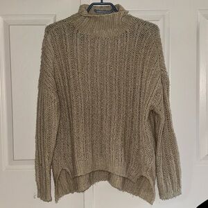 H&M Cream Beige Turtleneck Mock Neck Knit Oversized Sweater